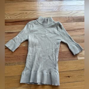 DKNY Beige Ribbed Knit Top